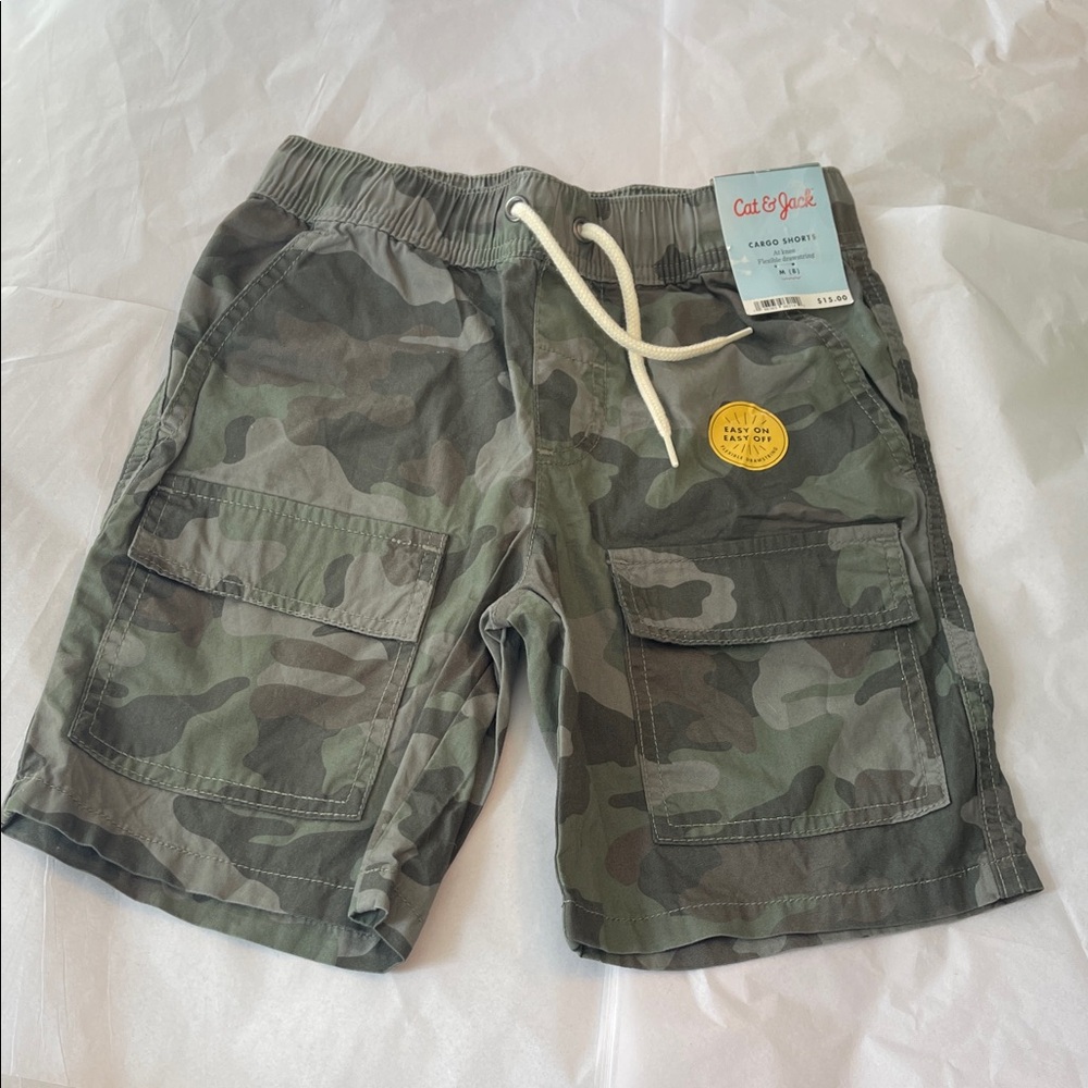 Cat & Jack Green Camo Cargo Shorts with Drawstring
